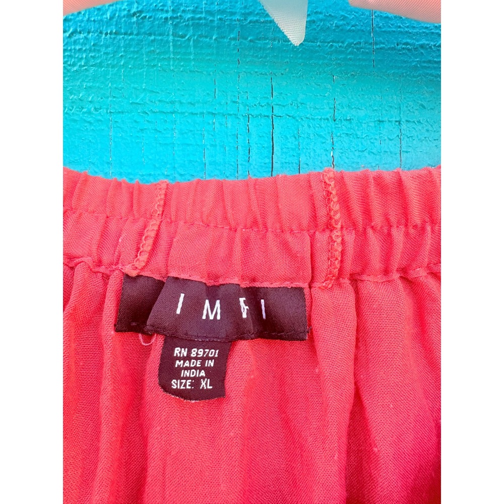 Coral Pink Tiered Ruffle Skirt XL Elastic Waist Boho Lettuce Edge Dopamine - Picture 2 of 5